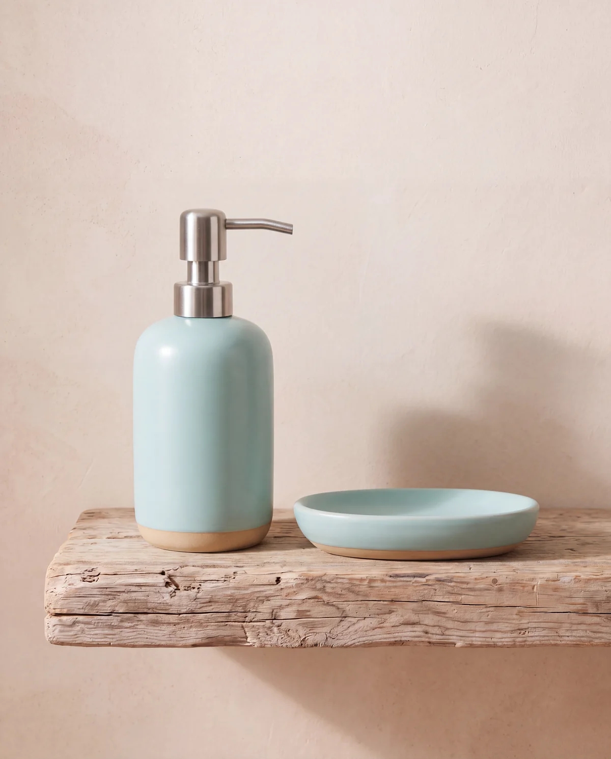 Ceramic Soap Dish and Dispenser Set, 2 pieces